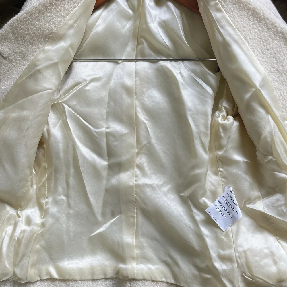 Made in Italy of Benetton Wool Blazer Sz 40 Buttercream‎ Boucle Old Money Preppy